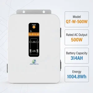 500W Wall-Mounted All-in-One Power Station QT-W-500W Solar Generator with LiFePO4 Battery and MPPT for Home, Garage, and RV Use