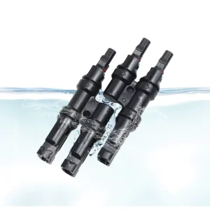 50A 太阳能连接器 1500V DC IP68 防水，T 型光伏电线适配器，适用于 2.5-6mm² 电缆，用于太阳能光伏系统，带卡扣式锁定功能