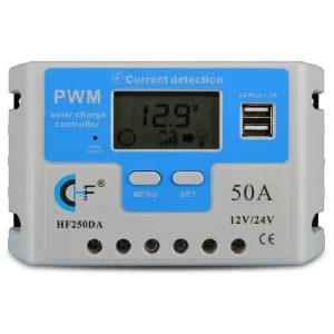50A PWM Solar Regulator 12V 24V Automatic Battery Controller with Large LCD Display for Outdoor Solar Kits