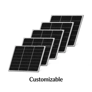 50W 100W N型半电池单晶硅太阳能电池板模块，适用于小型家庭和户外照明系统