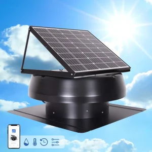 50W Hybrid Solar Attic Ventilation Fan, Roof Ventilator, Heat Extractor, DC Exhaust Fan with Solar Panel