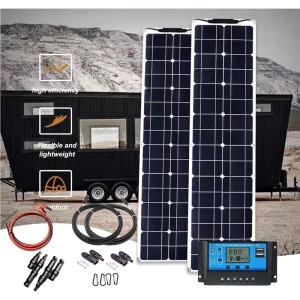 50W PET Monocrystalline Semi Flexible Solar Panel 23% Efficiency Waterproof Foldable Design Black for Motorhome USB Fast