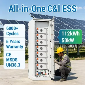 50kW 112kWh Commercial Solar Energy Storage System IP54 Outdoor Air-Cooled ESS Cabinet