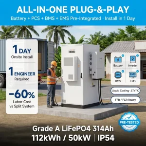 50kW Battery Storage System 100kWh 225kWh Commercial Industrial ESS for Peak Shaving Solar Self Resilient Power Storage Solution