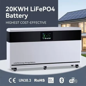 51.2 400Ah 15kWh 20kWh Grade A LiFePO4 Cell Home Energy Storage Battery with Smart BMS, 8000 Deep Cycles