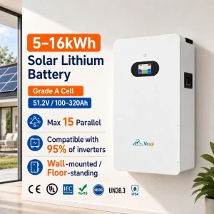 51.2V 100Ah 200Ah 300Ah 5kWh 10kWh 15kWh LiFePO4 Solar Battery Pack Power Wall Mount Home Lithium Ion Hybrid Energy Storage