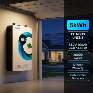 51.2V 100Ah 205Ah 200Ah 314Ah 5kWh 10kWh 16kWh Wall-Mounted LiFePO4 Solar Home Storage Battery