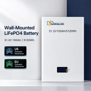 51.2V 100Ah LiFePO4 Lithium Battery 5.12kWh Wall Mount 6000+ Deep Cycles Smart BMS for Off Grid Home Energy Storage System