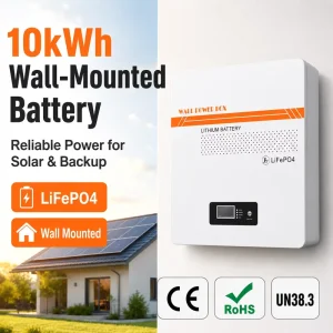 51.2V 10kWh LiFePO4 Wall Mounted Solar Battery Pack with BMS for Home Energy Storage 10 20kW Output 6000 Cycles