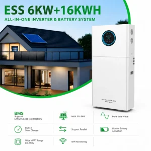 51.2V 16KWH + 6KW Hybrid Inverter All in One Energy Storage System Phase split Inverter IP65 Home & Commercial ESS EU DDP