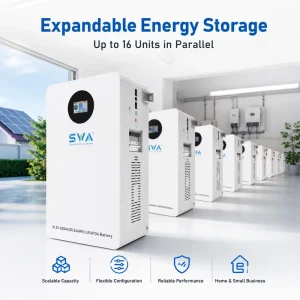 51.2V 200Ah 10kWh LiFePO4 Battery with Touchscreen BMS Wall-Mounted Hybrid Grid Solar Storage CAN