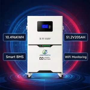 51.2V 205Ah Lithium Iron Phosphate Battery 10.5kWh 200A Continuous 6000 Cycles BMS for UPS Solar System
