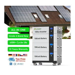 51.2V 300AH 15KWH Energy Storage Stackable Integrated Solar Battery Grid Hybrid Inverter 10KW 12KW All in One System CAN
