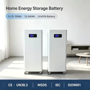 51.2V 300Ah 15.36kWh Roller-Type LiFePO4 Battery 200A RS485 CAN RS232 Home Solar Energy Storage System 6000 Cycles
