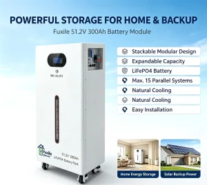 51.2V 300Ah 15360Wheeled LiFePO4 Battery Pack Built in Smart BMS CAN RS485 RS232 Bluetooth Support Parallel for Home Solar