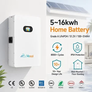 51.2V 300Ah 5kWh 10kWh 16kWh Solar Lithium Battery Pack Wall Mount LiFePO4 15kWh 5kw PowerWall Home Energy Storage Better ESS