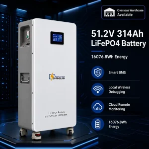 51.2V 314Ah 16kWh LiFePO4 Battery 8000 Cycles Deep-Cycle Solar Storage Home Backup Power with Smart BMS