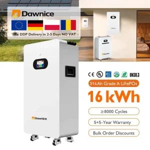 51.2V 314Ah 300V 5~15 kWh LiFePO4 Battery Solar Lithium Ion Storage System Home Energy