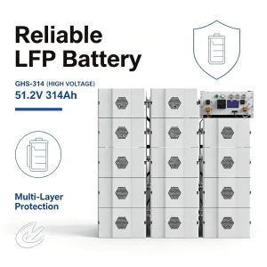 51.2V 314Ah HV LiFePO4 Stackable Storage Battery CAN Communication Hybrid Solar Battery for Home Commercial Industrial Use