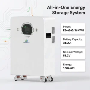 51.2V 314Ah LiFePO4 Battery 16KWH 6500W Inverter Hybrid Grid Grade a All in One Home Solar System