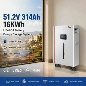 51.2V 314Ah LiFePO4 Lithium 50KW Solar Energy Storage Battery Grid Power Wall CAN Communication Port Wall Mounted 10 Year