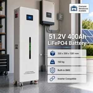51.2V 400Ah 20KWh Home Storage System IPX65 Developed LiFePO4 Solar Battery Storage with BMS Touchscreen Function