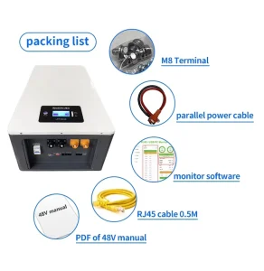 51.2V 48V 100Ah LiFePO4 IP65 Wall-Mounted Solar Home Energy Storage Battery