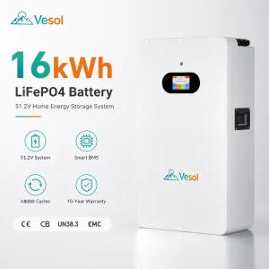 51.2V 5kWh 10kWh 16kWh Home Energy Storage LiFePO4 Battery Pack, Wall-Mounted, 5kW 10kW Solar Backup Off-Grid System