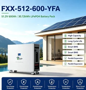 51.2V 600Ah 30.72kWh Wheeled Floor Standing LiFePO4 Battery 5.12kW Rated Output 200A Smart BMS 6000 Cycles CAN RS485 RS232 WiFi