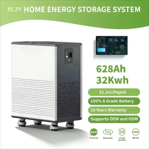 51.2V 628Ah 32kWh LiFePO4 Photovoltaic Solar Home Energy Storage Split Hybrid Grid Lithium Battery with Wheels and Touch