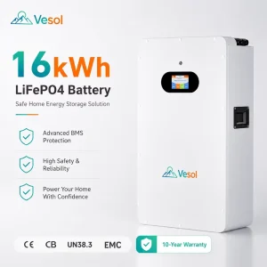 51.2V Lithium Iron Phosphate Solar Battery Pack Wall Mounted Home Energy Storage Battery for Backup Power