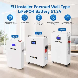 51.2V Wall-Mounted LiFePO4 Solar Battery for Backup Power
