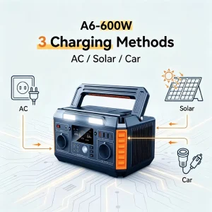 520Wh Portable Power Station 600W Solar Generator with Pure Sine Wave AC PD USB C Fast Charging Wireless Charger for Camping RV