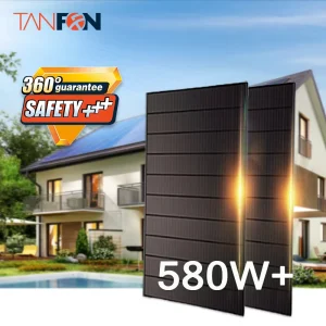 580W 610W PERC Half Cell Bifacial All Black Monocrystalline Solar Panels 22% Efficiency 120V for Home Appliances