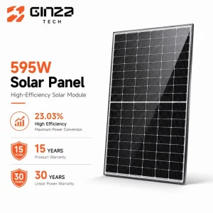 595W 23.03% High Efficiency Double Glass Solar Panels 144 Half Cells IP68 PV Module for Home Commercial Solar System