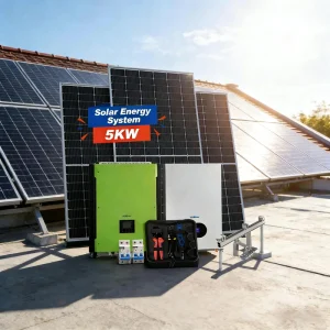 5KW 太阳能系统完整套件 – 单晶硅太阳能电池板逆变器安装配件，适用于家庭屋顶离网系统