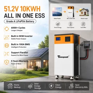 5KW 51.2V 200A All in One Solar Off grid Inverter MPPT Charge Controller LiFePO4 Cells Rack Mounted for Home Energy Storage