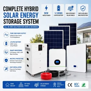 5KW Complete Hybrid Solar System with 5.12KWh LiFePO4 Battery and Solar Panels