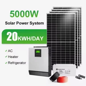 5KW Off Grid Solar Roof Power System with Integrated Lithium Battery Energy Storage 1 Year Warranty Household Photovoltaic Use