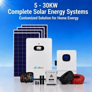 全套5kW 10kW 20kW 30kW混合式离网太阳能发电系统家用锂电池储能逆变器光伏套件