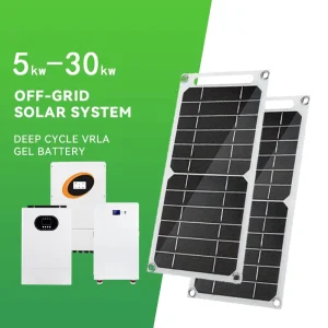 完整的混合太阳能系统5kW 25kVA多晶硅太阳能电池板电源套件家用10kW单相110V 220V