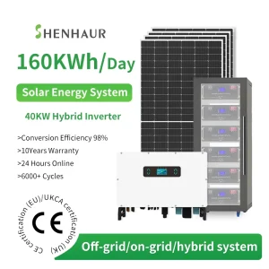 5kW-50kW Monocrystalline Silicon Solar Panels with MPPT Controller Battery Inverter Hybrid Solar Energy System for Home