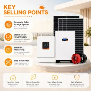 5kW Complete Hybrid Solar System with Floor-Standing LiFePO4 Battery for Home