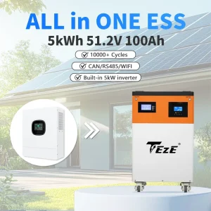 5kWh 10kWh 15kWh 16kWh Home Solar Energy Storage System 48v 51.2v 100Ah 314Ah Lifepo4 Lithium Battery Pack Built in 5kw Inverter
