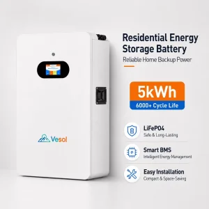 5kWh 10kWh 16kWh LiFePO4 Wall-Mounted Hybrid Grid Compatible Home Energy Storage Battery Solar Battery Pack Smart BMS CAN