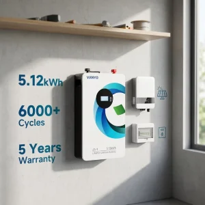 5kWh 5.12kW 51.2V 100Ah LiFePO4 Solar Home Battery Pack with BMS
