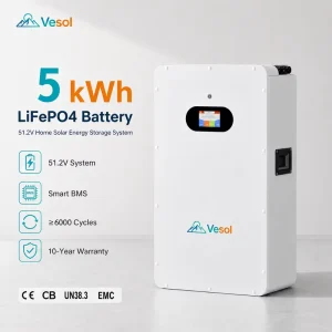 5kWh 51.2V 100Ah LiFePO4 Split System Wall Mounted Solar Home ESS Off Grid Backup Inverter Compatible Battery Pack
