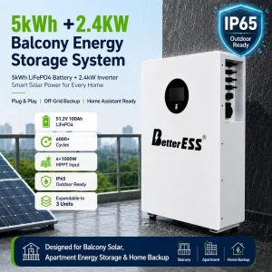 5kWh Balcony Home Energy Storage System 2.4kW Inverter LiFePO4 Battery Pack WiFi Control 2.5KWh 5KWh ESS