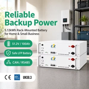 5kWh LiFePO4 Battery 51.2V 100Ah Residential ESS 6000 Cycles Wall-Mounted Solar Battery Bank for Hybrid Off-Grid Systems CAN