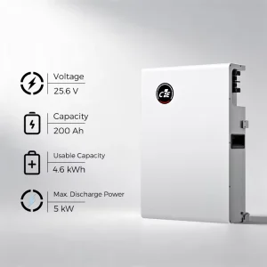 5kWh Split Home Backup Battery 25.6V Lithium Ion Hybrid Grid Solar Energy Storage System CAN Communication for Residential Use